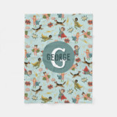 Boys Cool Superhero Pattern Monogram Naam Kinder Fleece Deken (Voorkant)