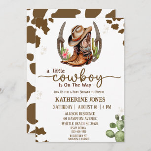 Boys Cowboy Koe Print Baby shower Kaart