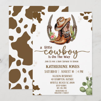 Boys Cowboy Koe Print Baby shower Kaart