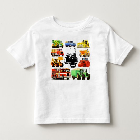 Boy's Custom Age Construction Truck 4e verjaardag Kinder Shirts (Voorkant)