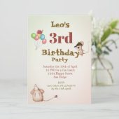 Boys Cute Age Mouse Ladybug Balloons Birthday Kaart (Staand voorkant)