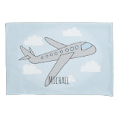 Boys Cute Airplane Travel met naam Kussensloop (Voorkant-Links)