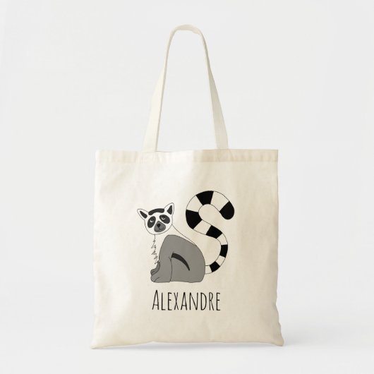 Boys Cute and Trendy Oerwoud Lemur and Name Kinder Tote Bag (Voorkant)