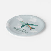 Boys Cute Blue Airplane Travel Baby shower Papieren Bordje (Gekanteld)