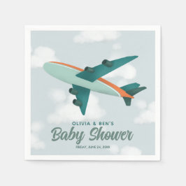 Boys Cute Blue Airplane Travel Baby shower Servet