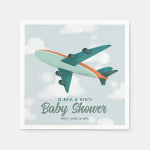 Boys Cute Blue Airplane Travel Baby shower Servet