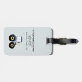 Boys Cute Blue Boerderij Tractor Cartoon en naam K Bagagelabel (Achterkant horizontaal)