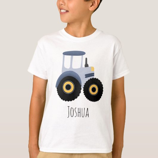 Boys Cute Blue Boerderij Tractor Cartoon Kinder T-shirt (Voorkant)