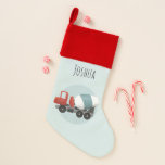 Boys Cute Blue Construction Transport Kinder Kerstsok<br><div class="desc">Dit schattige en moderne kinder kerstboomvormig ontwerp is voorzien van een fluitende betonnen mixer en een plek waar je je jongens kunt noemen. Ideaal voor elke kleine die droomt van het zijn van een bouwer deze vakantietijd.</div>