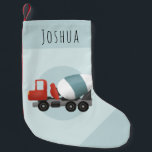 Boys Cute Blue Construction Transport Kinder Kleine Kerstsok<br><div class="desc">Dit schattige en moderne kinder kerstboomontwerp is voorzien van een griezelige blauwe betonnen mixer en een plek waar je je jongens kunt noemen. Ideaal voor elke kleine die droomt van het zijn van een bouwer deze vakantietijd.</div>