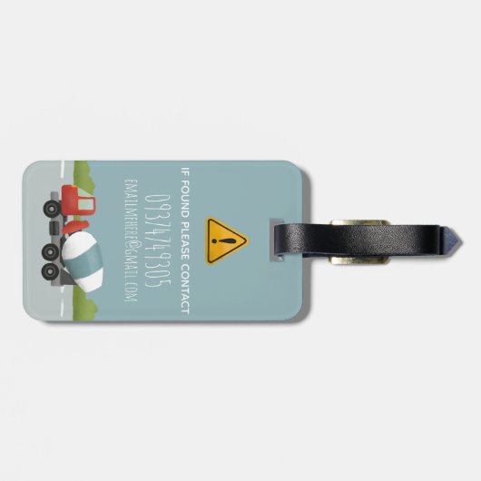 Boys Cute Blue Construction Transport Name Kinder Bagagelabel (Achterkant horizontaal)