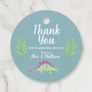 Boys Cute Blue Dinosaur Baby shower Bedankjes Labels