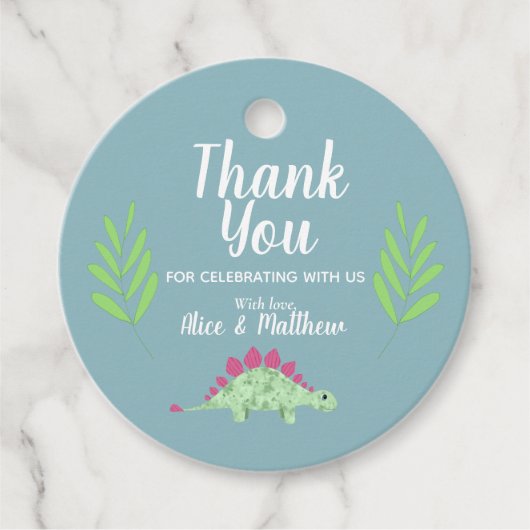 Boys Cute Blue Dinosaur Baby shower Bedankjes Labels (Voorkant)