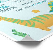 Boys Cute Blue Dinosaur Birth Stats Baby Nursery Poster (Hoek)