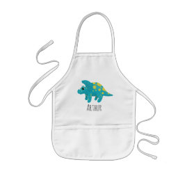 Boys Cute Blue Dinosaur en naam Kinder Schort