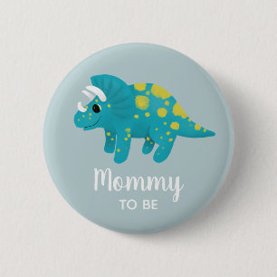 Boys Cute Blue Dinosaur mama om Baby shower te wor Ronde Button 5,7 Cm