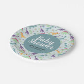 Boys Cute Blue Dinosaur Pattern Baby shower Papieren Bordje (Gekanteld)