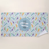 Boys Cute Blue Dinosaur Pattern Kinder Strandlaken (Voorkant)