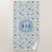 Boys Cute Blue Dinosaur Pattern Kinder Strandlaken (Voorkant)