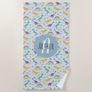 Boys Cute Blue Dinosaur Pattern Kinder Strandlaken