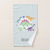 Boys Cute Blue Dinosaur Pattern Name Kinder Bad Handdoek (Handdoek)