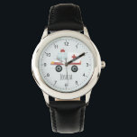 Boys Cute Blue Doctor Ambulance Kinder Horloge<br><div class="desc">Dit schattige en moderne kind-horloge is voorzien van een ambulancecartoon en een plek waar je de naam van je zoon kunt toevoegen. Ideaal voor elk kind dat droomt van dokter of paramedisch te zijn! Met duidelijke getallen en een blauwe achtergrond, is dit horloge geweldig voor een klein beetje om de...</div>