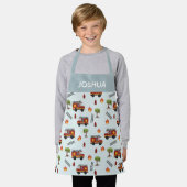 Boys Cute Blue Fire Truck Transport Pattern Kinder Schort (Gedragen)