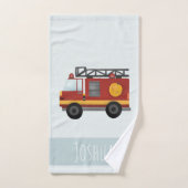 Boys Cute Blue Fireman Truck Pattern Kinder Bad Handdoek (Handdoek)