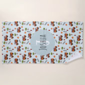 Boys Cute Blue Fireman Truck Pattern Kinder Strandlaken (Voorkant)