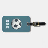 Boys Cute Blue Football Sports Kinder Bagagelabel (Voorkant horizontaal)