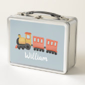 Boys Cute Blue Modern Train Travel School (Voorkant)