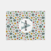 Boys Cute Blue Monster Alien Monogram Kinder Fleece Deken (Voorkant (Horizontaal))