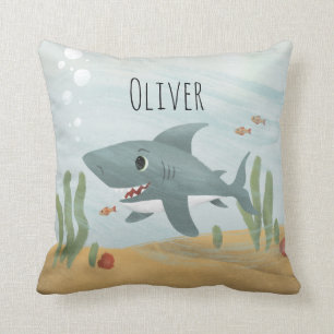 Boys Cute Blue Ocean Shark Kinder Kussen