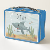 Boys Cute Blue Ocean Shark Kinder School (Voorkant)