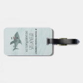 Boys Cute Blue Ocean Shark Name Kinder Bagagelabel (Achterkant horizontaal)