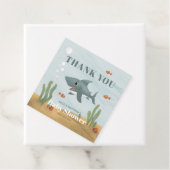 Boys Cute Blue Ocean Zee Shark Baby shower Bedankjes Labels (In situ)