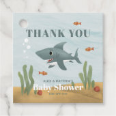 Boys Cute Blue Ocean Zee Shark Baby shower Bedankjes Labels (Voorkant)