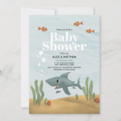 Boys Cute Blue Ocean Zee Shark Baby shower Kaart (Voorkant)