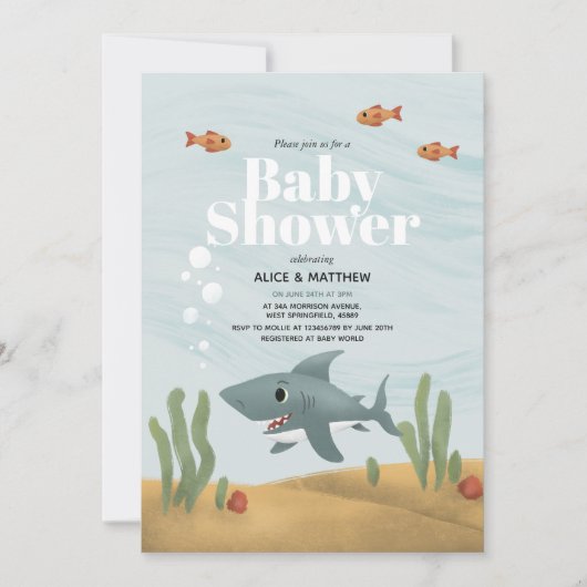 Boys Cute Blue Ocean Zee Shark Baby shower Kaart (Voorkant)