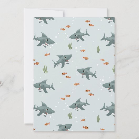Boys Cute Blue Ocean Zee Shark Baby shower Kaart (Achterkant)