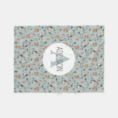 Boys Cute Blue Oerwoud Monogram Kinder Fleece Deken (Voorkant (Horizontaal))