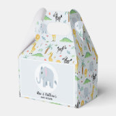 Boys Cute Blue Oerwoud Safari Elephant Baby shower Bedankdoosjes (Achterkant)