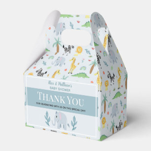 Boys Cute Blue Oerwoud Safari Elephant Baby shower Bedankdoosjes
