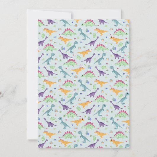 Boys Cute Blue Oerwoud T-Rex Dinosaur Baby shower Kaart (Achterkant)