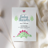 Boys Cute Blue Oerwoud T-Rex Dinosaur Baby shower Kaart