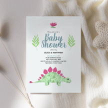 Boys Cute Blue Oerwoud T-Rex Dinosaur Baby shower