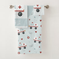 Boys Cute Blue Paramedic Ambulance Pattern Kinder