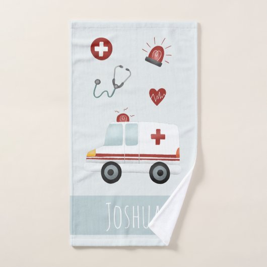 Boys Cute Blue Paramedic Ambulance Pattern Kinder Bad Handdoek (Handdoek)
