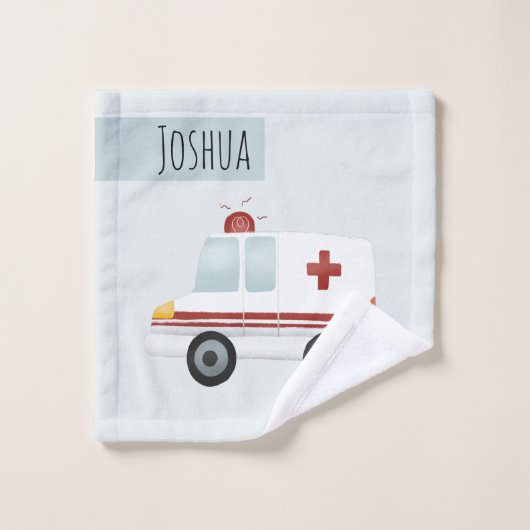 Boys Cute Blue Paramedic Ambulance Pattern Kinder Bad Handdoek (Wasdoekje)
