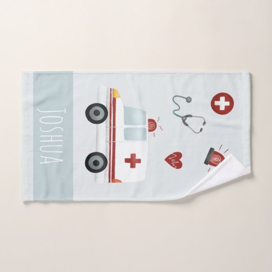 Boys Cute Blue Paramedic Ambulance Pattern Kinder Bad Handdoek (Handdoek)